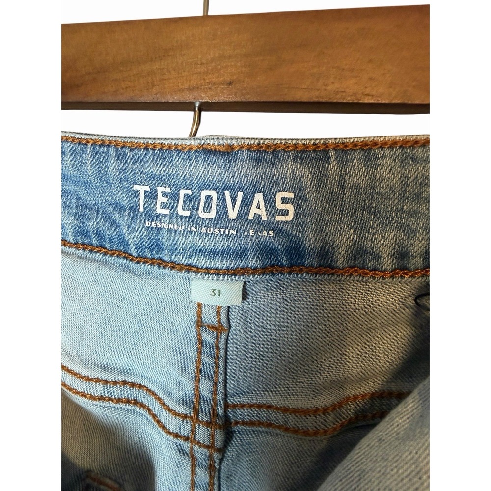 Tecovas Womens High Rise Raw Hem Denim Shorts Medium Wash Blue Size 31 New - Picture 6 of 9